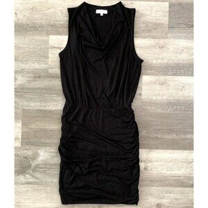 Michael Stars Little Black Dress Sleeveless Cowl V-Neck Ruching USA Made Medium